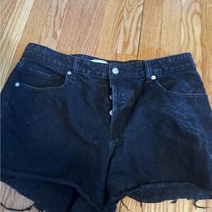 H&M Black Washed Denim Skirt with Front Button
